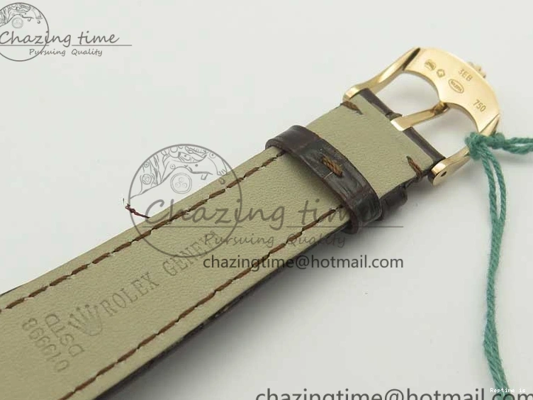 1222 Tailored Cellini Time 50509 RG MKF Best Edition Black Dial Roman Marker on Brown Leather Strap A3132 V 3406